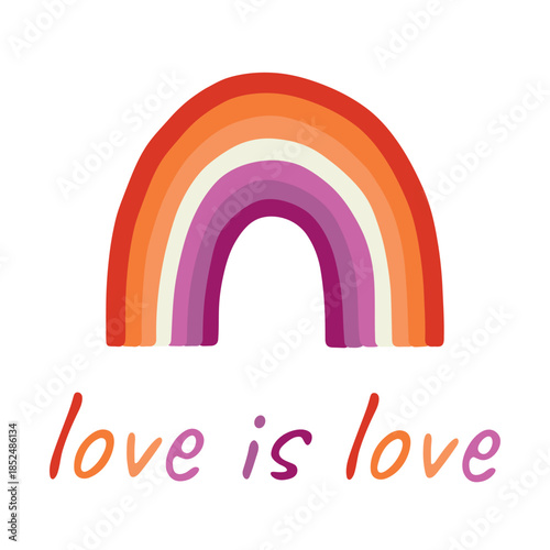 Colorful rainbow shape Lesbian pride flag Happy pride day LGBTQIA community Pride Month Vector hand drawn doodle for posters, stickers, logo, cards