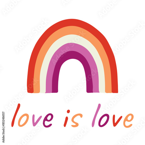 Colorful rainbow shape Lesbian pride flag Happy pride day LGBTQIA community Pride Month Vector hand drawn doodle for posters, stickers, logo, cards