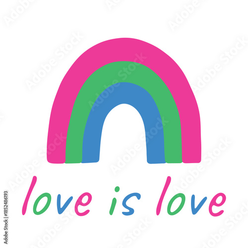 Colorful rainbow shape Polysexual pride flag Happy pride day LGBTQIA community Pride Month Vector hand drawn doodle for posters, stickers, logo, cards