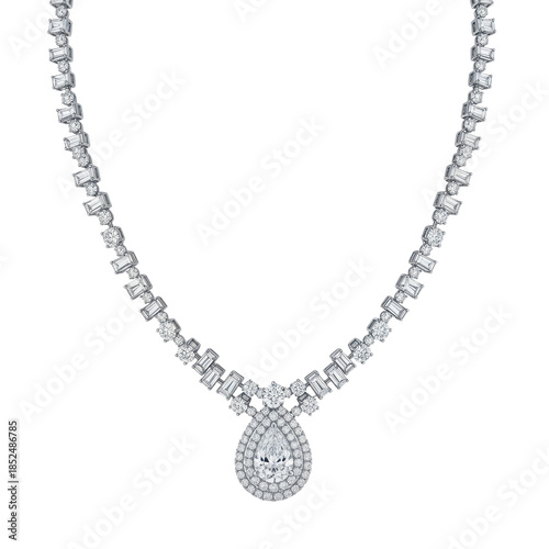 Elegant diamond necklace display jewelry store product luxury isolated on transparent background
