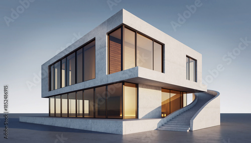 Contemporary International Style Architecture with Concrete and Glass