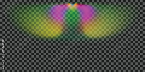 Abstract colorful light leak effect vibrant gradient bokeh overlay for creative design projects transparent background EPS vector