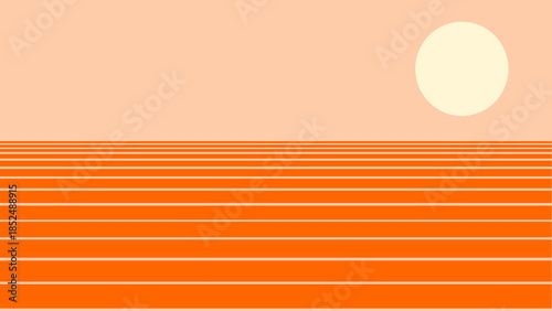 Abstract orange sunset horizon lines with sun vector