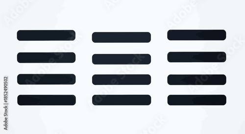 Three columns of dark horizontal loading or progress bars