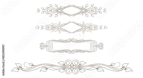 Vintage floral border designs with intricate line art and scrollwork