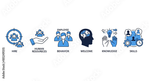 Human resources icons and symbols for business and employment