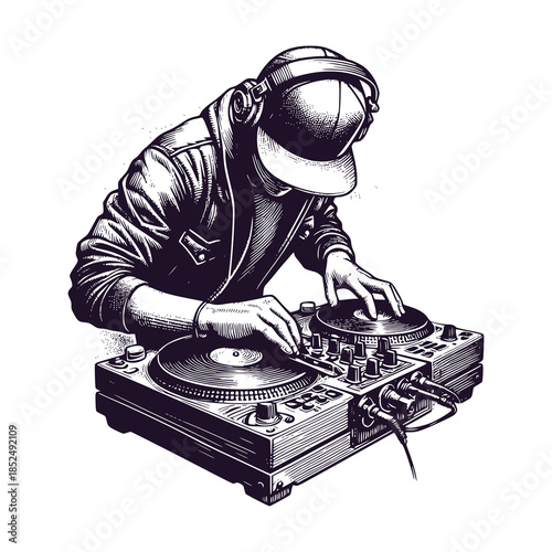 dj turntable with vinyl record