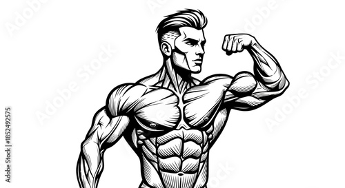 Muscular man flexing his arm