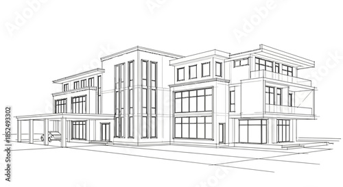 Modern building architecture with large windows and balconies