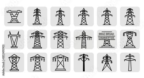 Collection of various power transmission tower designs and structures
