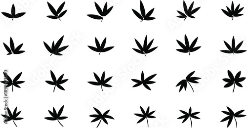 Collection of various cannabis leaf silhouettes