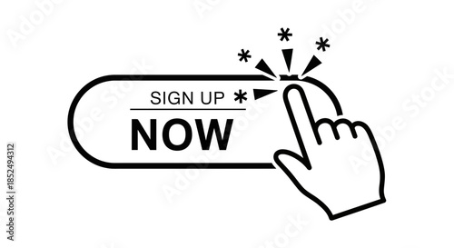 Sign up now button with hand cursor
