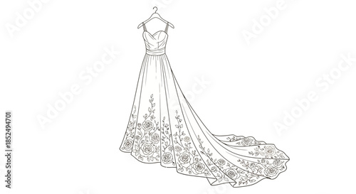 Elegant wedding dress illustration