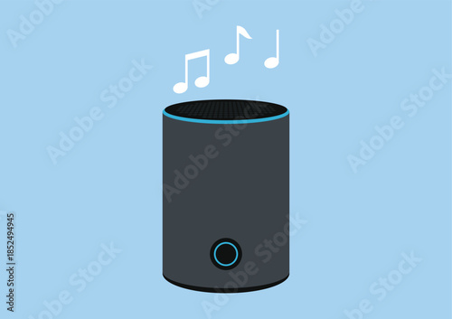 Smart speaker of innovative smart home device, modern technology, automation and connectivity with IoT for digital living space, vector flat illustration