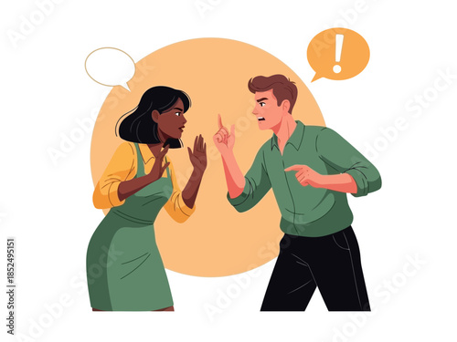 Two people arguing with each other, one pointing finger at the other