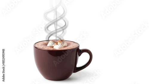 Steaming hot chocolate mug with marshmallows dessert beverage winter comfort food cocoa drink
