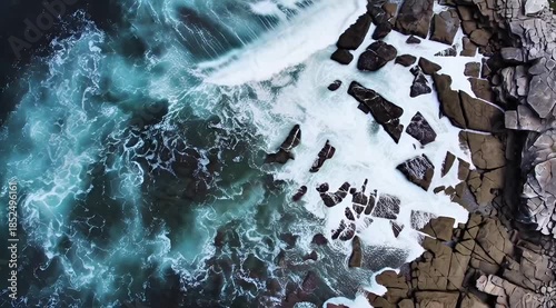 Ocean waves crashing on rocks