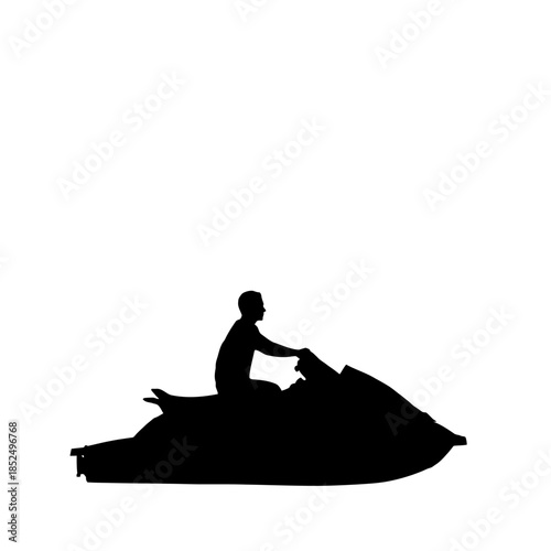 Silhouette of a man meditating on a boat at sunset on the sea
