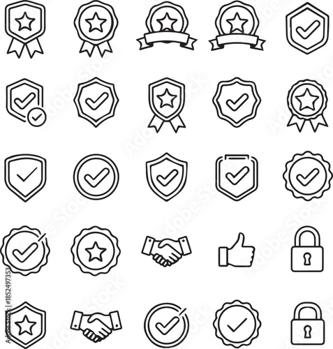 Trust Reputation Rating Icons Black White Outline Vector Pack