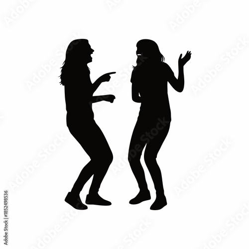 silhouette of people joking around