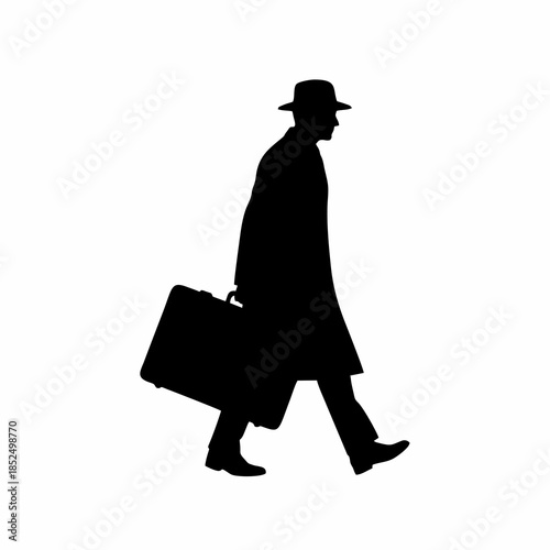 silhouette of a person carrying a suitcase