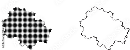 Aerial View of a Map Outline with Grid Pattern Overlay