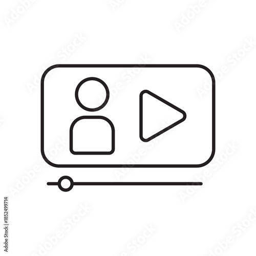 Minimalist line icon representing a video lesson or online tutorial. Clean outline vector design ideal for e-learning platforms, virtual classrooms, and education apps.