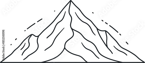 Minimalist mountain line art design, peak summit adventure travel nature icon vector illustration