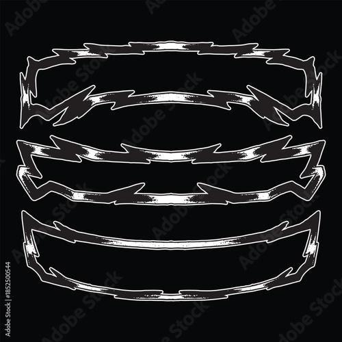 Elegant vintage white ribbons with distressed edges on a sleek black background, perfect for adding a touch of sophistication to your designs