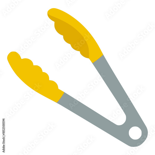 food tongs barbeque kitchen cookware flat color vector illustration template design