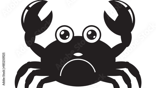 Sad Crab Silhouette Isolated on White Background