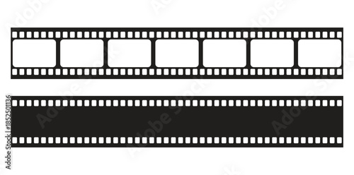 Flat Film Strip Frames Set Isolated on White Background.