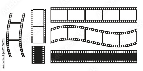 Film Strip Frames Collection Flat Vector Set Isolated on White Background.