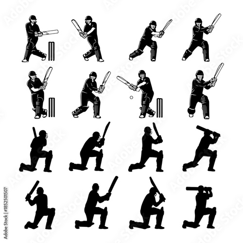 close up view of cricket batsman silhouette pack
