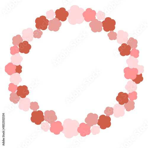 手描きのかわいい花の丸型フレーム素材