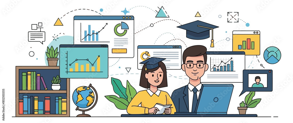 Fototapeta premium Education and business collaboration concept illustration