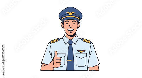 Smiling Pilot Giving Thumbs Up Gesture.