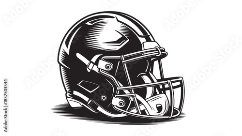 Black Football Helmet Isolated on White Background