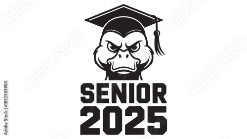 Angry Gorilla Wearing Graduation Cap Senior 2025