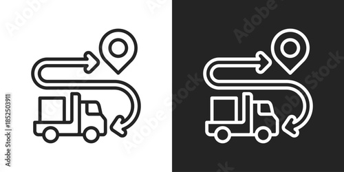 Route Planning Icon In Black And White Line Style