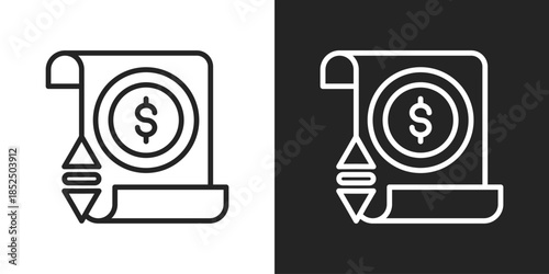 Financial Plan Icon In Black And White Line Style