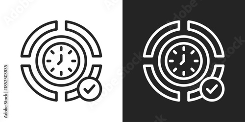 Time Approval Icon In Black And White Line Style