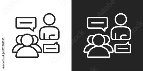 Team Discussion Icon In Black And White Line Style