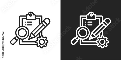 Audit Review Icon In Black And White Line Style