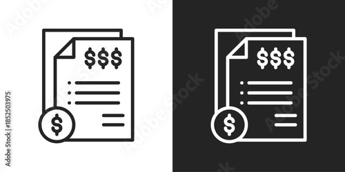 Financial Statement Icon In Black And White Line Style