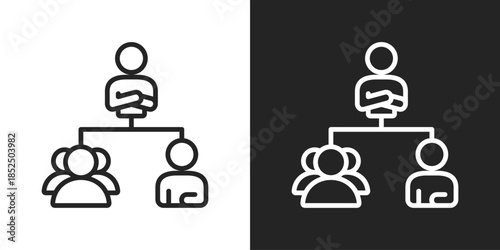 Team Leadership Icon In Black And White Line Style