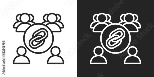 Link Network Icon In Black And White Line Style
