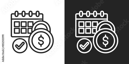 Payment Schedule Icon In Black And White Line Style