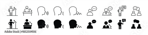 Speaking icon set. Communication and conversation symbol. Vector illustration