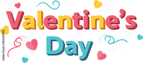 Valentine's Day celebration with colorful hearts and letters